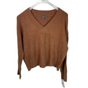 French Connection Soft Brown Boxy Oversized V-Neck Sweater Size XS NWT